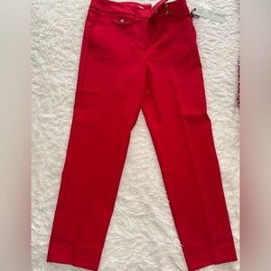Rachel Zoe Hi-Rise Slim Leg Red Trousers, Size 8